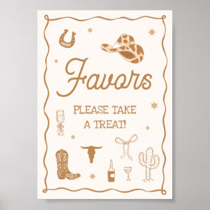 Poster Favor de Chuveiro de Noiva Western Desenhado à Mão