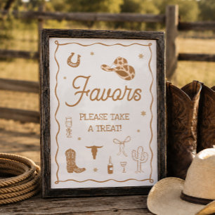 Poster Favor de Chuveiro de Noiva Western Desenhado à Mão