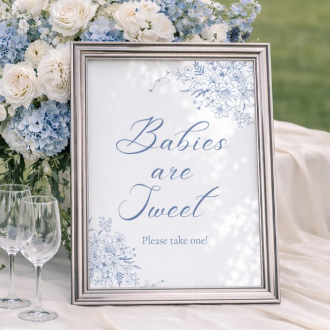 Poster Favor de Chuvinha de Bebê Azul Floral (Criador carregado)