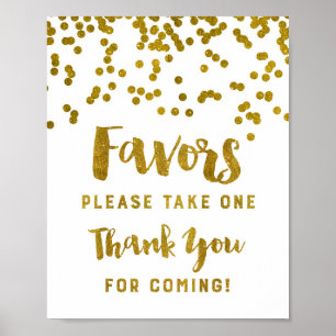 Poster Favor de Confetes Dourados Sinal de Agradecimento 