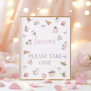 Poster Favor de Doce de Morango para Chás de Bebê