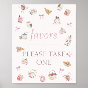 Poster Favor de Doce de Morango para Chás de Bebê