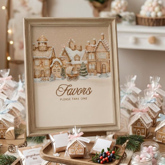 Poster Favor de festa do Village Gingerbread de Natal
