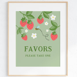 Poster Favor de Festinha Berry Sweet Sinal de Aniversário