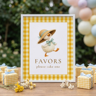 Poster Favor de Ganso Amarelo Xadrez Imprimível para Chá 