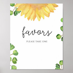 Poster Favor de girassol aquarela, por favor, pegue um