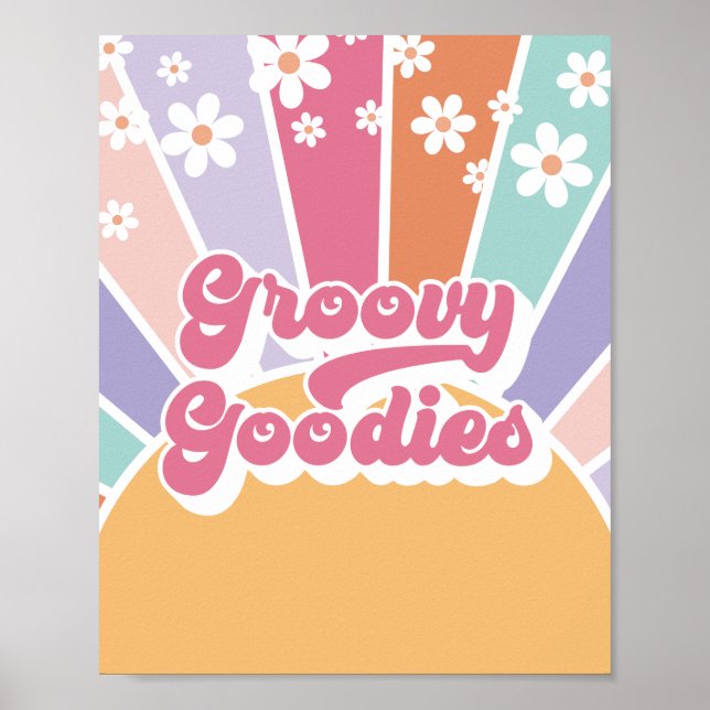 Poster Favor de Groovy Goodies de Noivado Retrospectivo (Frente)
