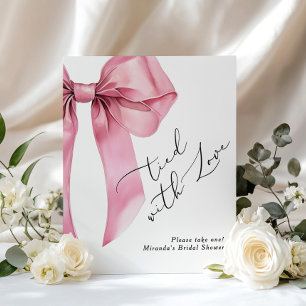 Poster Favor de Laço Rosa Amarrado com Amor para Chá de N