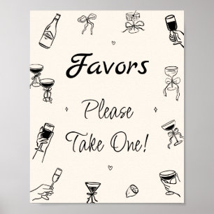 Poster Favor de Lembrete de Noivado Italiano Desenhado à