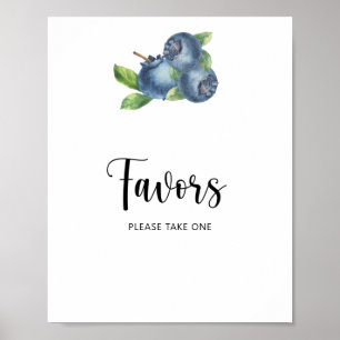 Poster Favor de mirtilo em aquarela