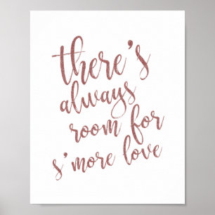 Poster Favor de Noivado S'more 8x10 Sinal Glitter Rosa Do