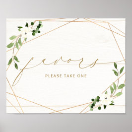 Poster Favor de Sinal de Casamento Floral Geométrico Visu