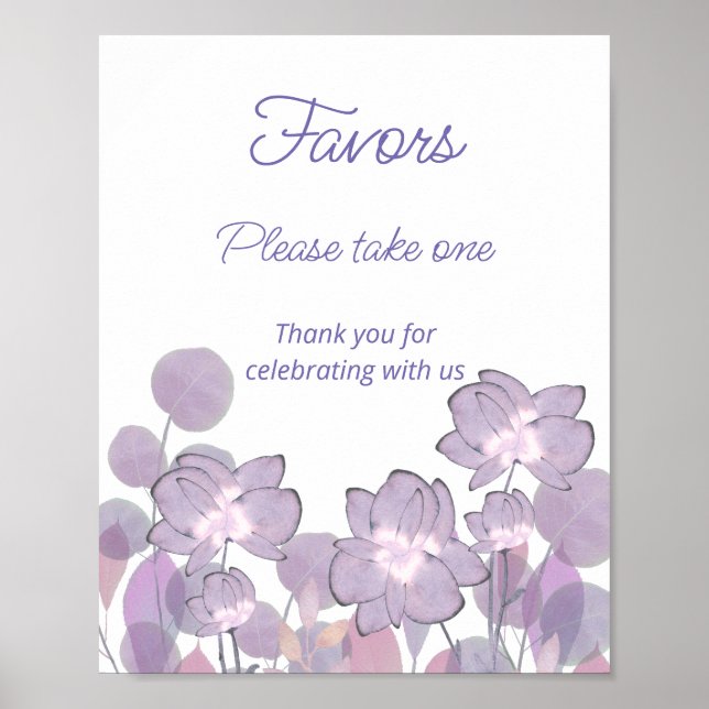 Poster Favor de tomar uma blush floral roxo Mauve  (Frente)
