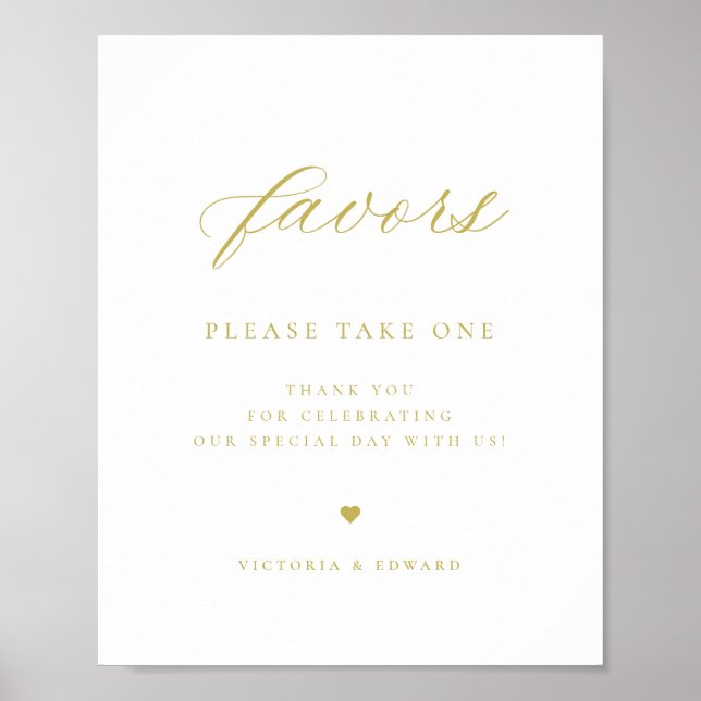 Poster Favor do Casamento Dourado Elegante (Frente)