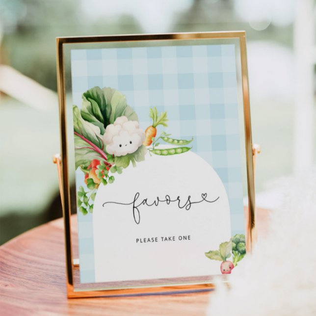 Poster Favor do chá de fraldas azul de legumes cultivados (Criador carregado)