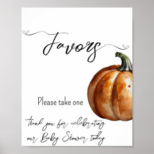 Poster Favor do Chá de fraldas de Abóbora de Queda