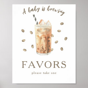Poster Favor do chá de fraldas de café