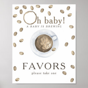 Poster Favor do chá de fraldas de café