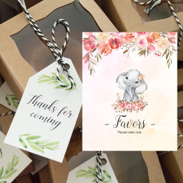 Poster Favor do Chá de fraldas de Elefante para Bebês