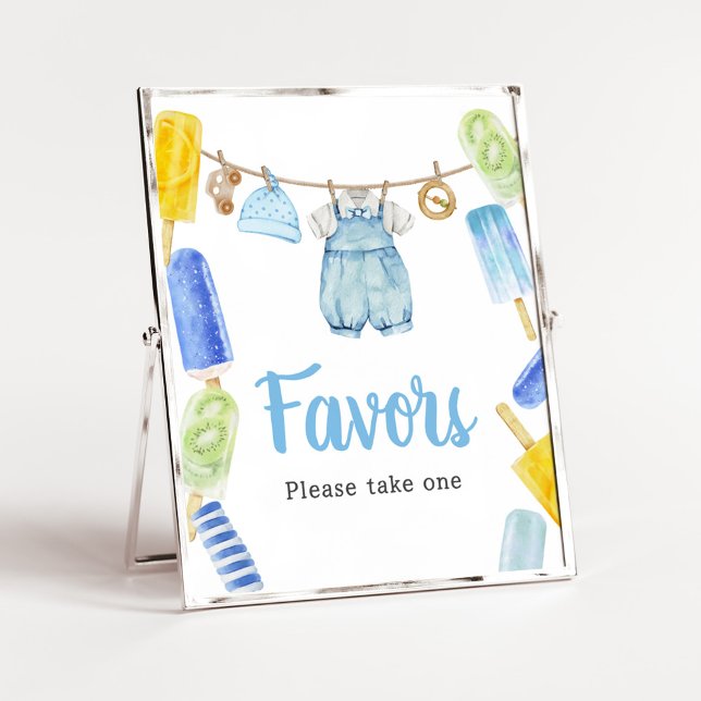 Poster Favor do Chá de fraldas de Picolé (Popsicle Baby Shower Favors Sign)