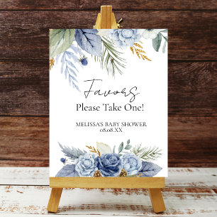 Poster Favor do Partido Sinaliza Flor Azul Verde Dusty