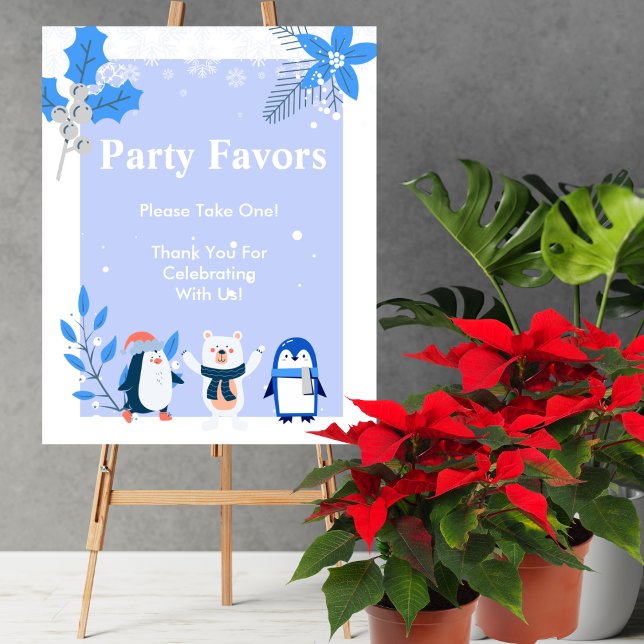 Poster Favor do Partido Snowflake Pinguins de inverno pin (Criador carregado)