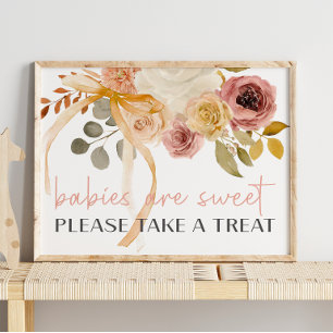 Poster Favor doce e floral de primavera para chá de bebê 