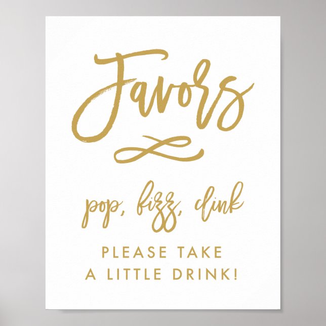 Poster Favor elegante de letra dourada Pop, Fizz, Clink (Frente)