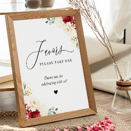 Poster Favor Favor Pegue Uma Rosa Vermelha Branca Floral