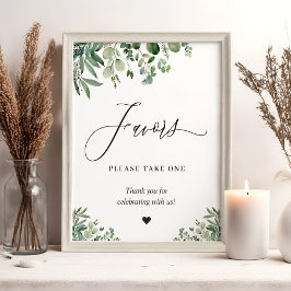 Poster Favor Favores Pegue Um Verde Folhas de Eucalipto