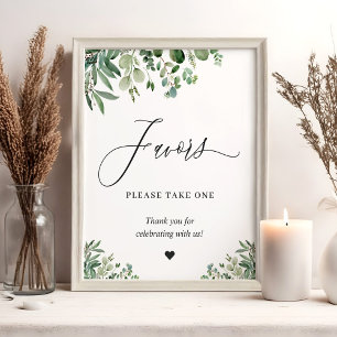 Poster Favor Favores Pegue Um Verde Folhas de Eucalipto