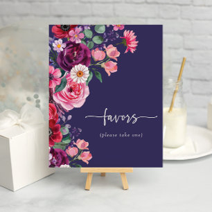 Poster Favor Floral de Casamento da Marinha