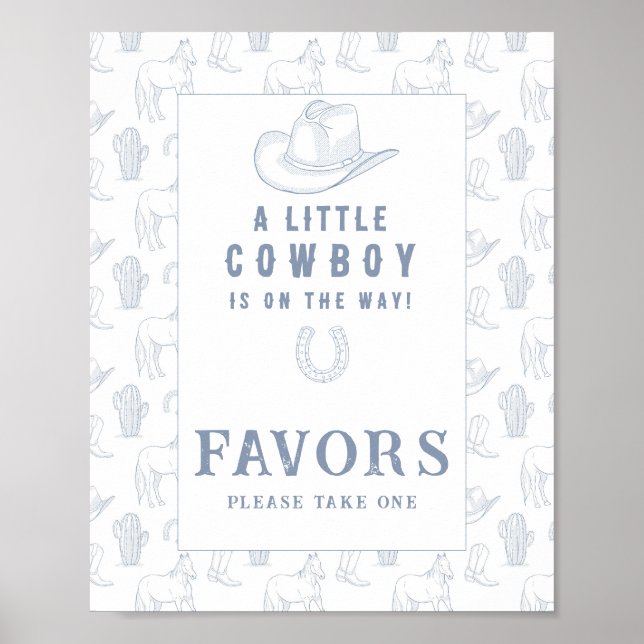 Poster Favor para chá de bebê cowboy (Frente)