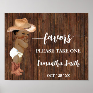 Poster Favor, pegue um Chá de fraldas de vaqueiro AA
