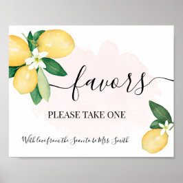 Poster Favor Por Favor Uma Tomada Limões Rosa Casamento N