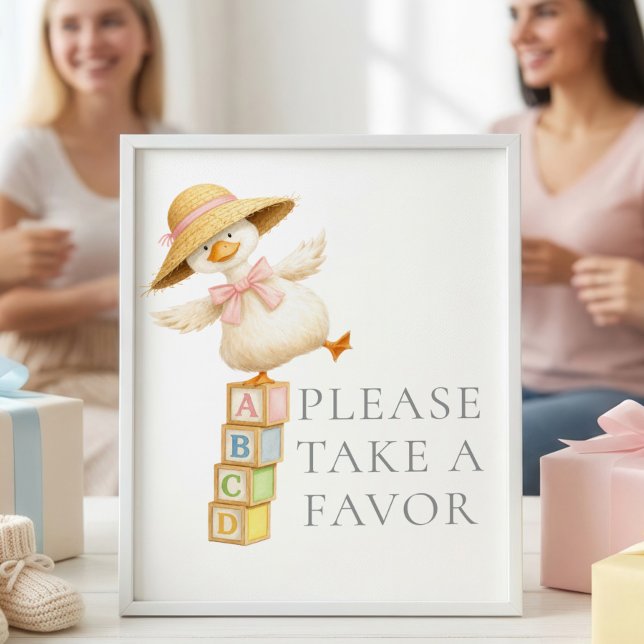 Poster Favor Silly Goose Sinal Cinza Chá de Bebê (Criador carregado)