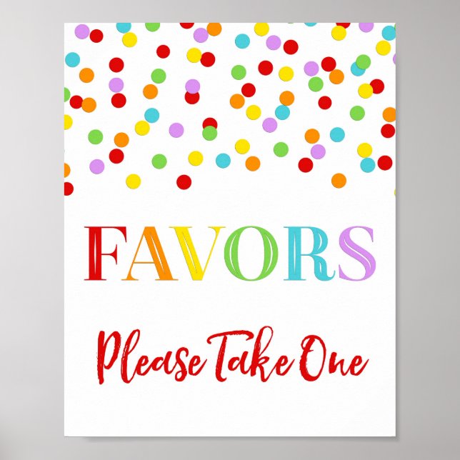 Poster Favor Sinal Confetes Arco-íris Chá de Bebê (Frente)