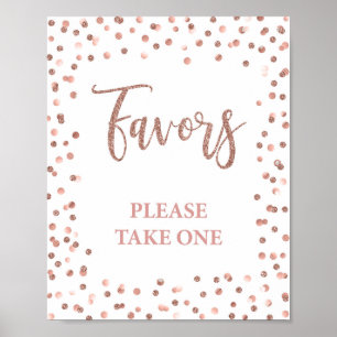 Poster Favor - Sinal de Partido Rosa Dourado Glitter Conf