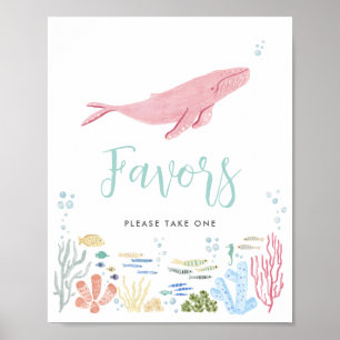 Poster Favorece A Baleia Rosa Sob O Sinal Do Mar