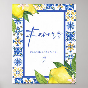 Poster Favorece Azulejos Azuis Limões - Sinal de Chá de p