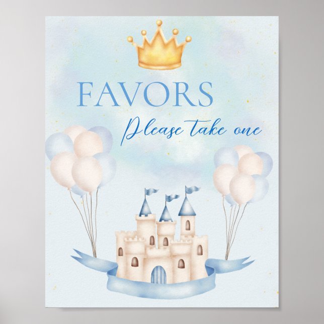 Poster Favorece FairyTale Prince Castle Crown Balloon Par (Frente)