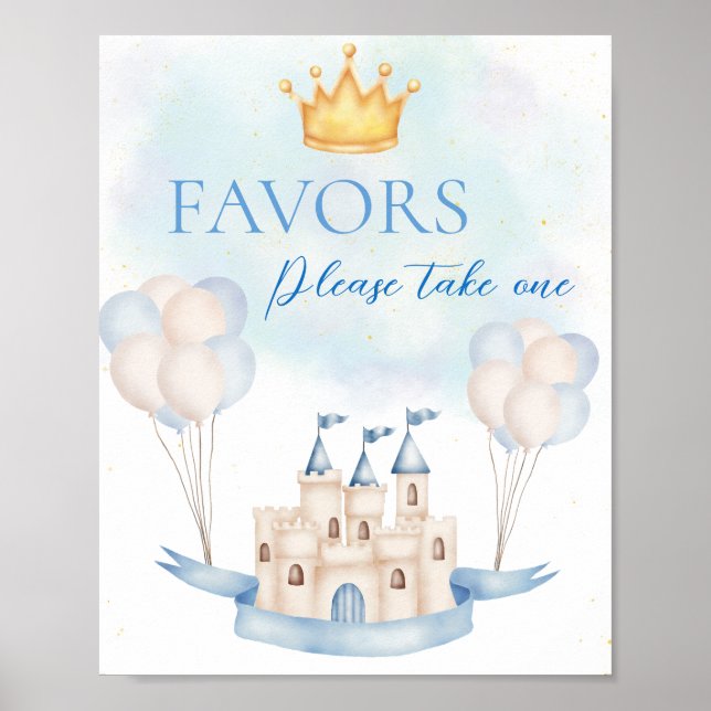 Poster Favorece FairyTale Prince Castle Crown Balloon Par (Frente)