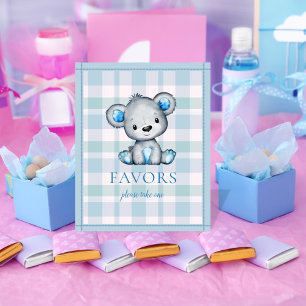 Poster Favorece o Chá de fraldas do urso Cinza Mesa