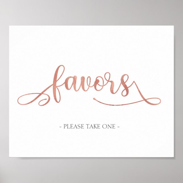 Poster Favorece Rosa Dourado Trendy Wedding Sign (Frente)