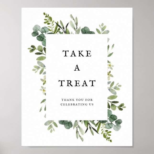 Poster Favores do Casamento Verde Elegante (Frente)