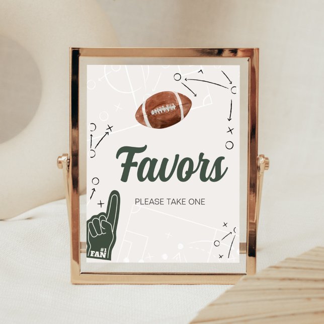 Poster Favores do Chá de fraldas de futebol (A Little All Star Baby Shower Favors Sign)