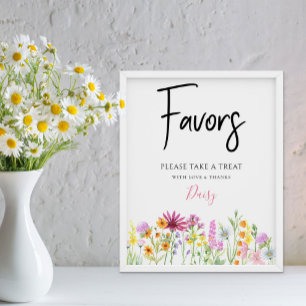 Poster Favores do Chá de fraldas de Prados de Flores Sel