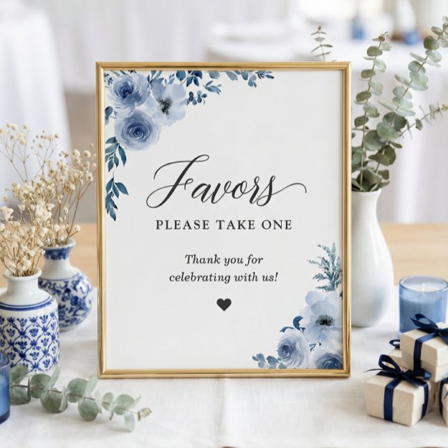 Poster Favores Por Favor Tome Um Boho Dusty Blue Floral (Criador carregado)