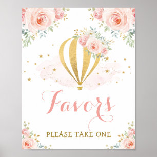 Poster Favores - tome um/chá floral do balão de ar quen