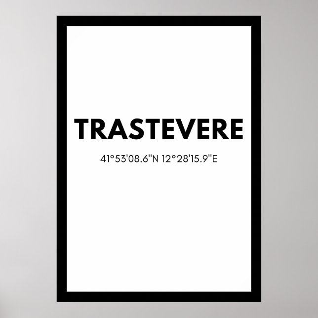 Poster Favorite City Trastevere Italy Skyline Coordinates (Frente)